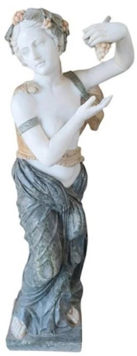 Casa Padrino escultura de mármol Art Nouveau de lujo mujer con uvas negro / blanco / gris / beige - Figura de decoración de jardín - Accesorios de Decoración de Jardín Barroco y Art Nouveau