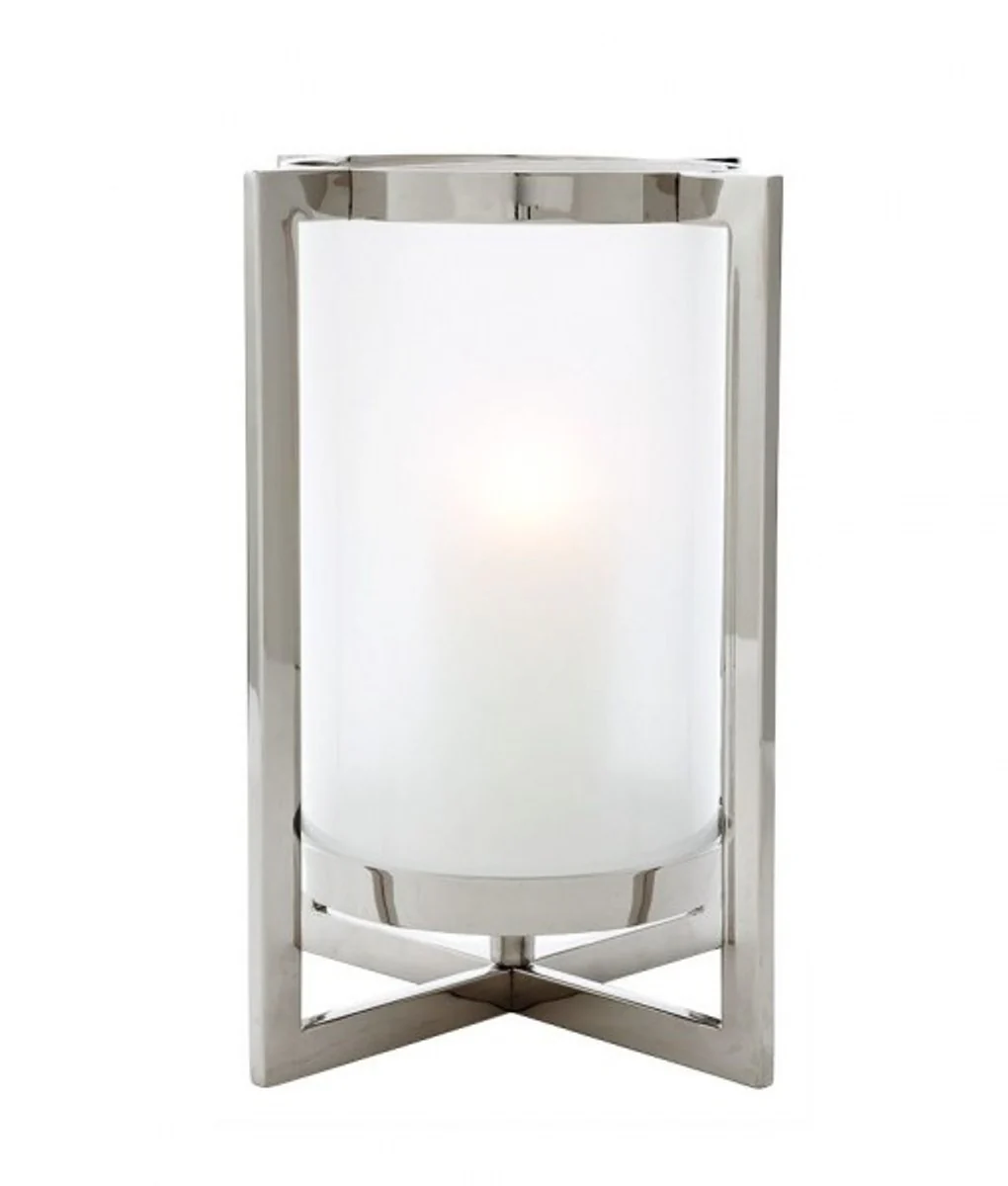 Casa Padrino luxury candle holder / lantern nickel finish 36 x H. 46 cm - Luxury Accessories