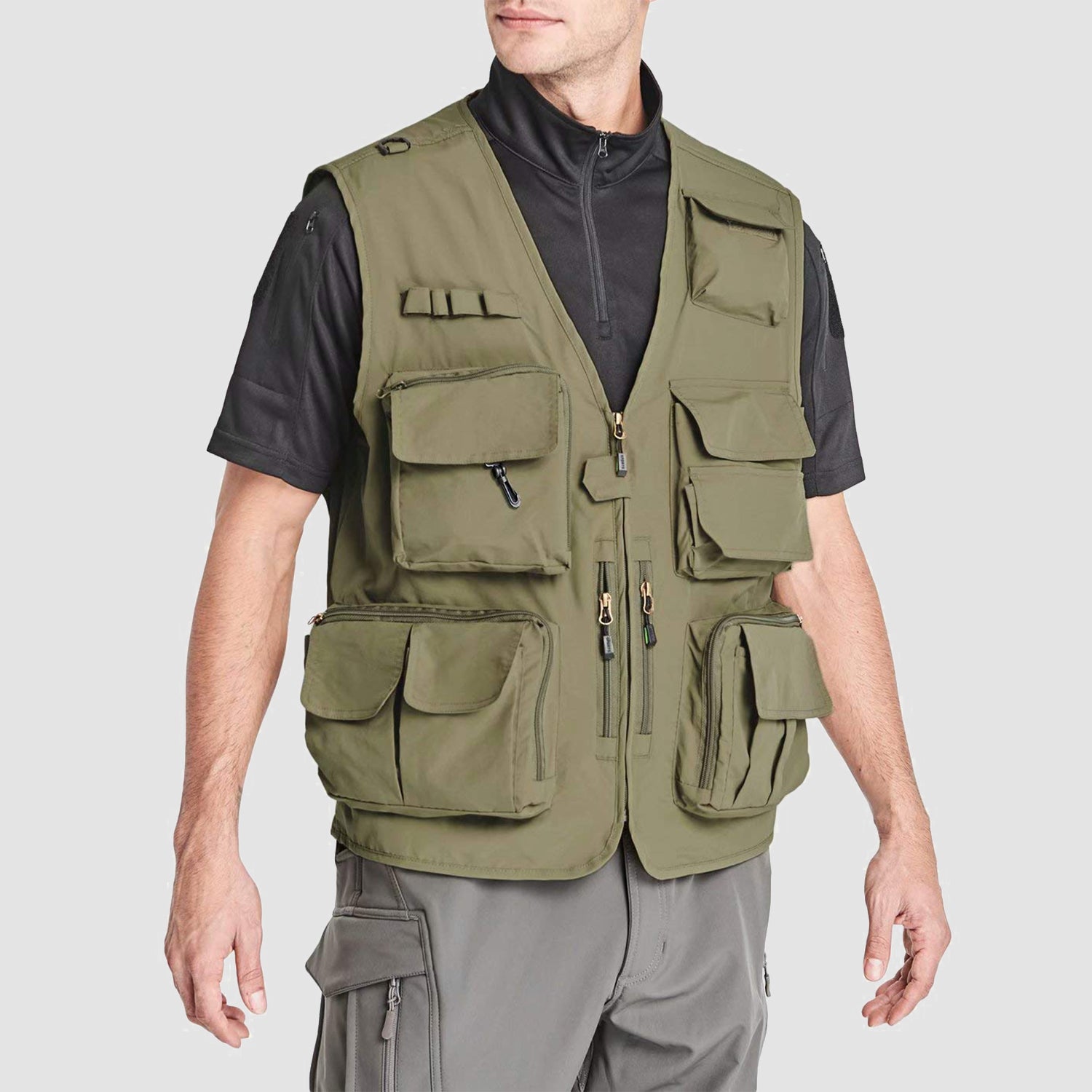 Men's Outerwear Vests Mesh Sleeveless Outdoor Work Vest with Multi Pockets Cargo Waistcoat Fishing