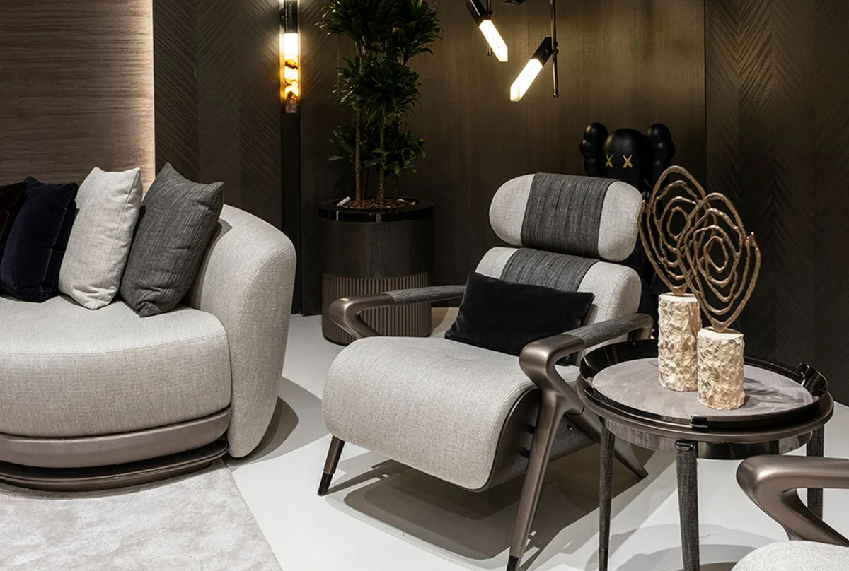 Casa Padrino mesa auxiliar de lujo de 3 patas gris / negro / bronce ? 53 x A. 55,16 cm - Mesa auxiliar de sal¨®n redonda - Mesa de hotel - Muebles de sal¨®n - Muebles de hotel - Calidad de lujo