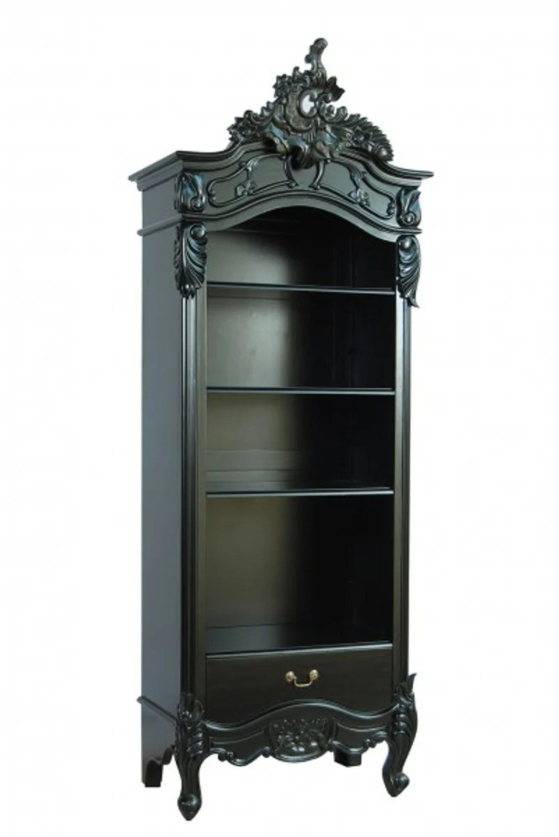Casa Padrino Baroque bookcase black gloss B 85 x H 190 cm bookcase shelf cabinet