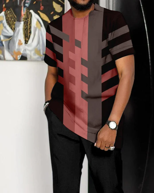 Men's Casual Colorblock Walking Suit-030