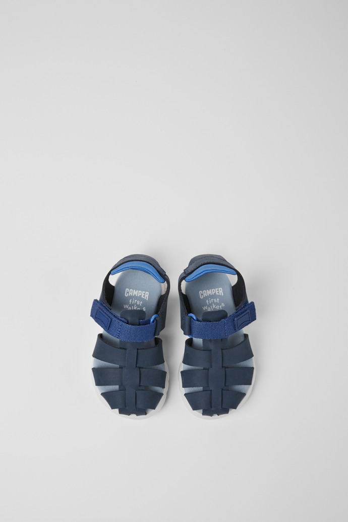Caterpillar Blue leather and fabric sandals