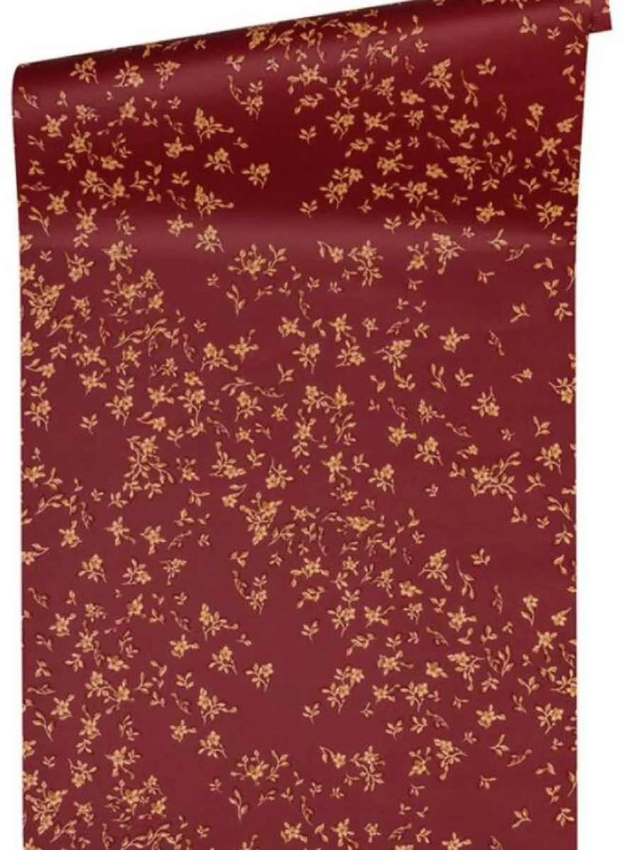 Versace papel pintado de diseño flores barrocos 935857 rojo / beige / marrón - Papel pintado satín con patrón elegante - Alta Calidad