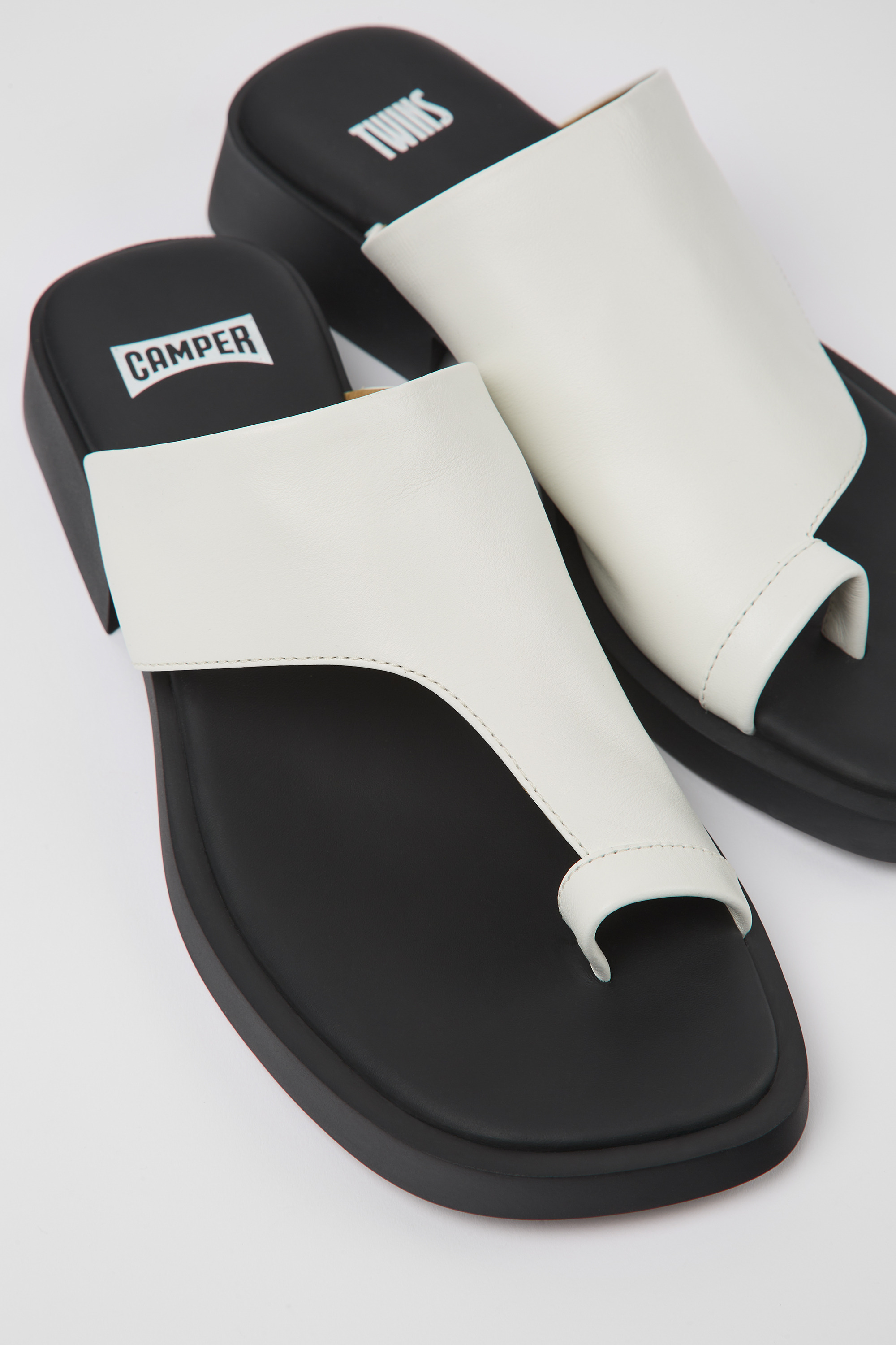 Twins - White leather sandals for women