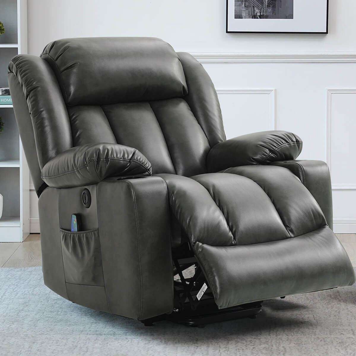 Clearance Sale Mcombo Electric lift Recliner sofa with massage and heating functions, 3 positions, 2 side pockets and cup holders, USB ports!