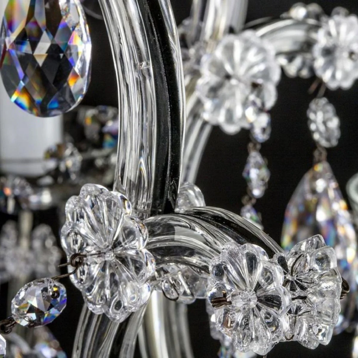 Casa Padrino lámpara de araña barroco de lujo negro Ø 73 x A. 79 cm - Magnífica araña de luces con cristal de Bohemia - Lámpara de Araña de Hotel y Restaurante