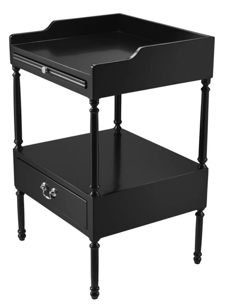 Casa Padrino mesa auxiliar de centro de lujo negro / plata 48 x 42 x H. 73 cm - Muebles de Sal¨®n