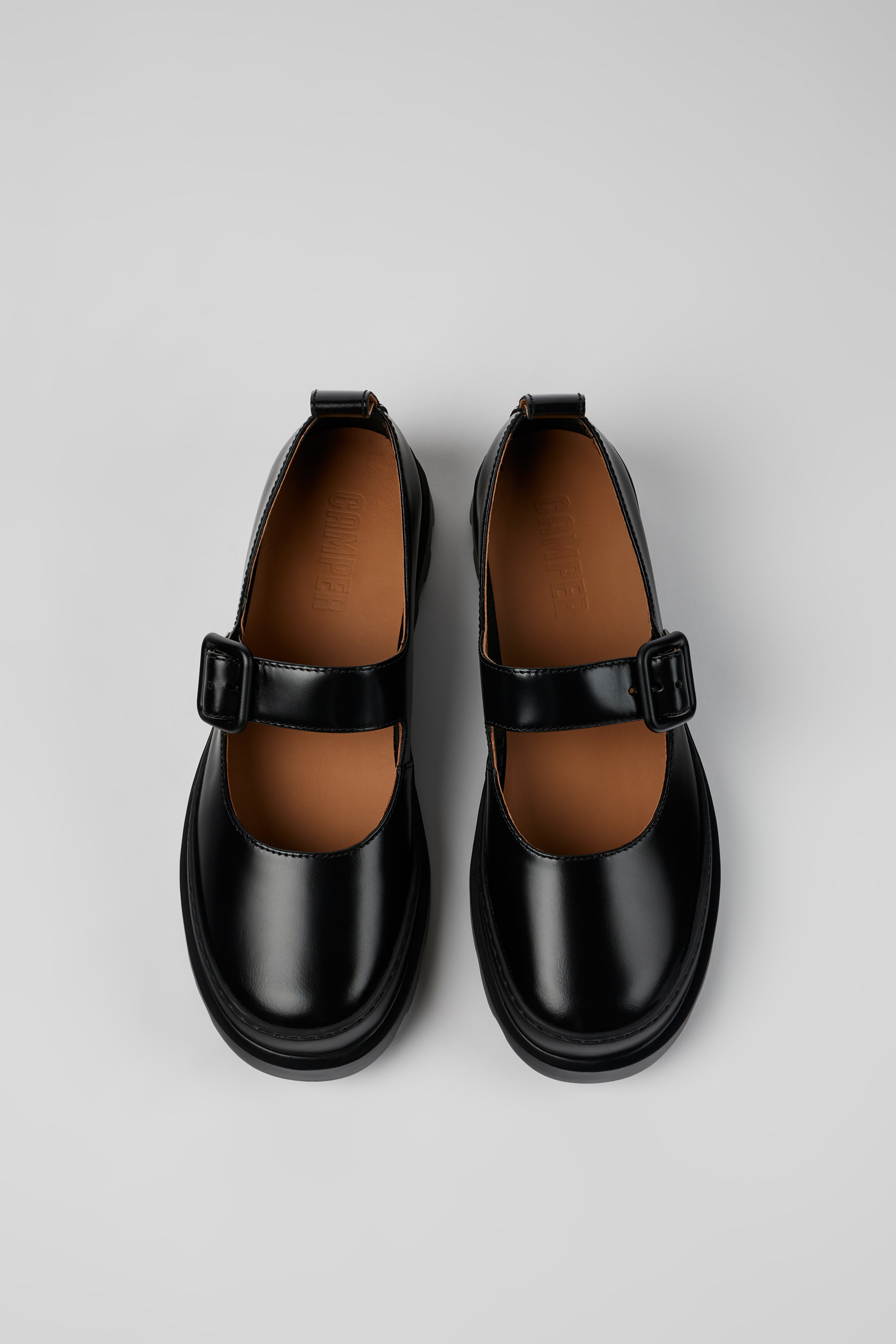 Brutus - Black leather Mary Jane flats for women