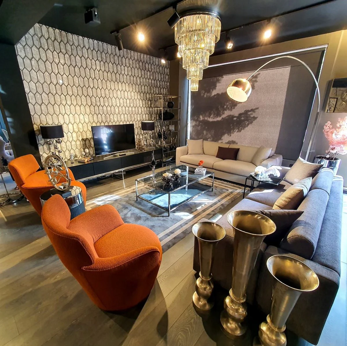 Casa Padrino Sof¨¢ de Lujo Gris 240 x 85 x A. 82 cm - Sof¨¢ de Sal¨®n - Sof¨¢ de Hotel - Muebles de Sal¨®n - Muebles de Hotel - Muebles de Lujo