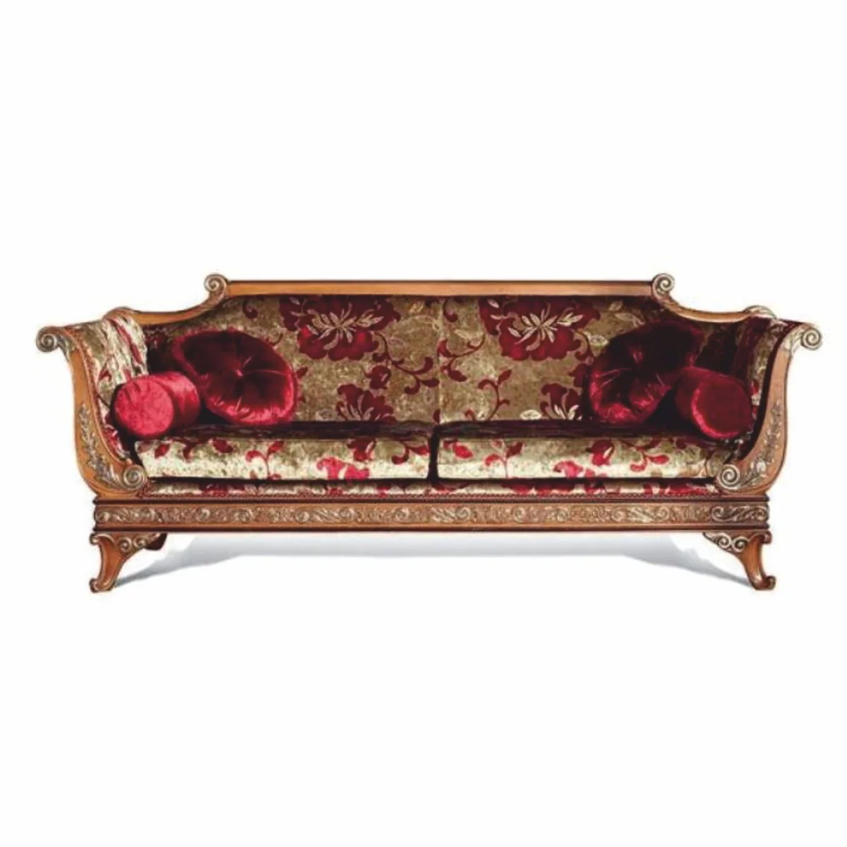 Casa Padrino sof¨¢ barroco de lujo rojo burdeos / oro / marr¨®n / oro 230 cm - Hecho en Italia