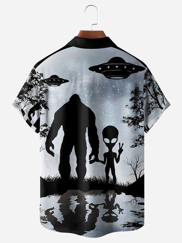 Bigfoot Alien Chest Pocket Short Sleeve Shirt