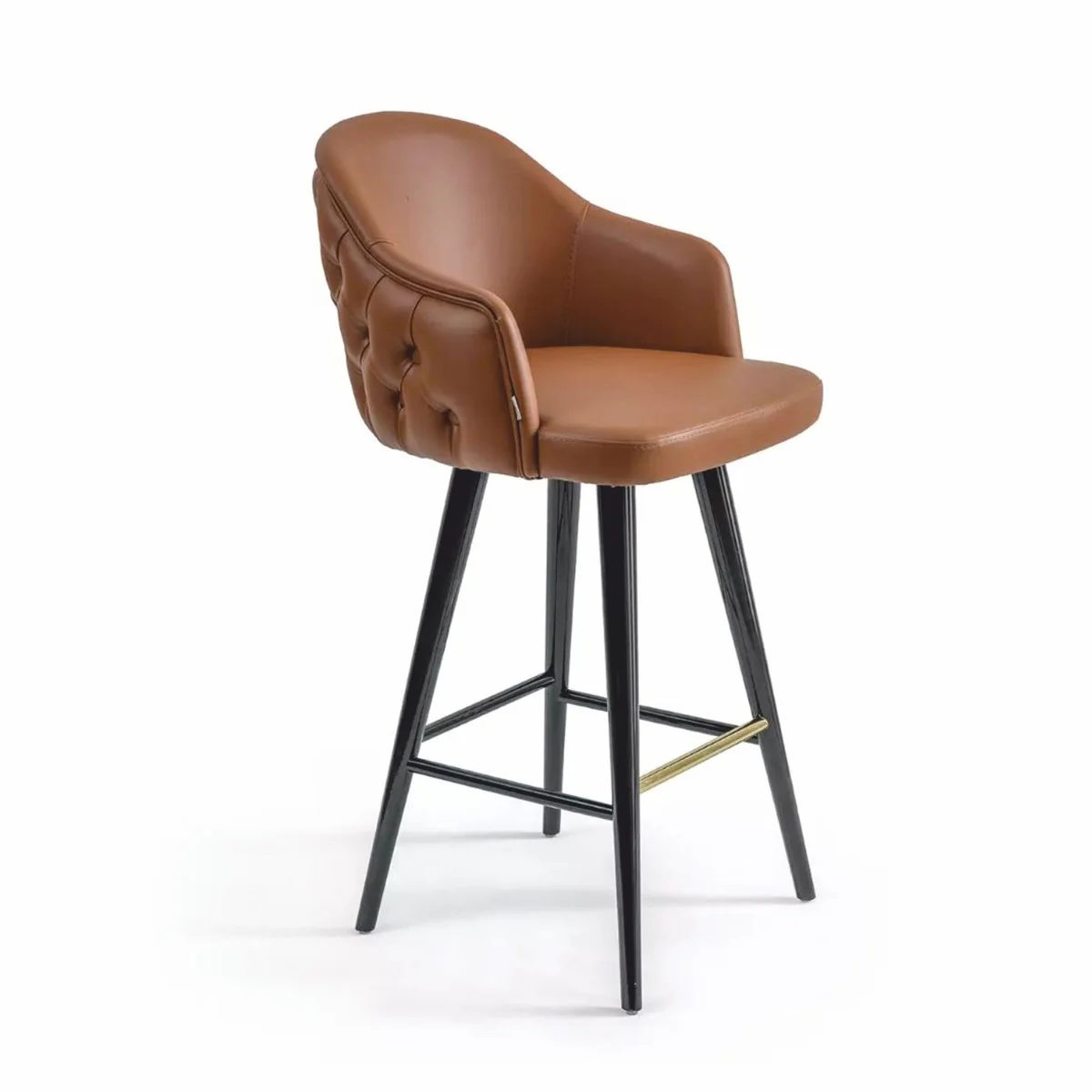 Casa Padrino silla de bar Chesterfield de lujo marr¨®n / negro / oro A. 108 cm - Muebles para hoteles y bares