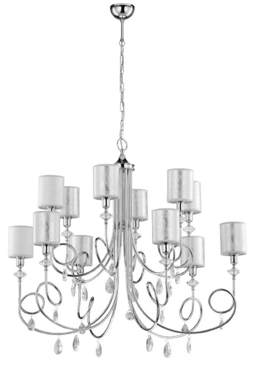 Casa Padrino araña de luces de cristal barroco de lujo plata Ø 95 x A. 75 cm - Magnífica lámpara de araña de salón de estilo barroco - Noble y magnífica