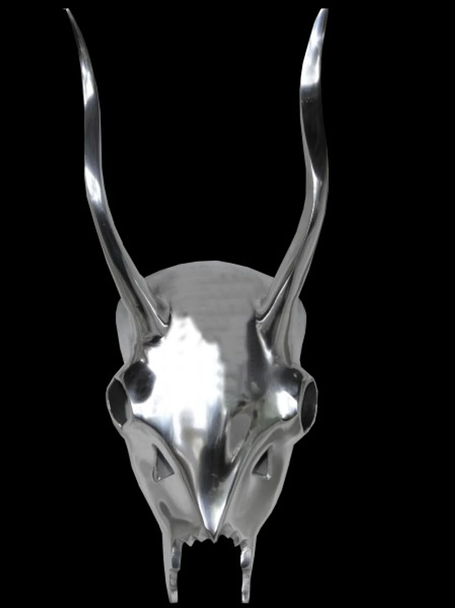 Casa Padrino designer decoration deer antlers in polished aluminum silver H 45 cm, W 18 cm - wall figure - antlers - antlers wall