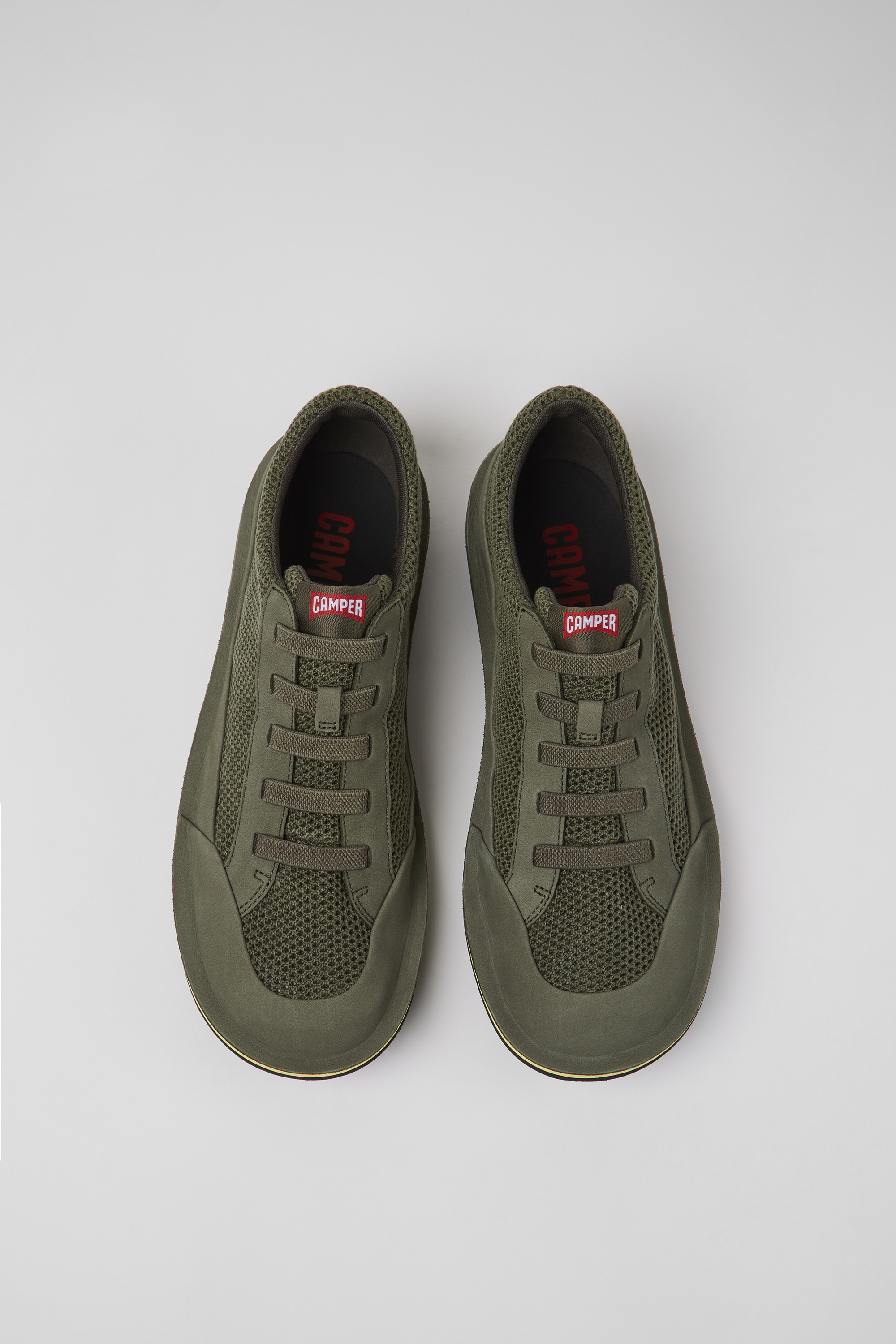 Beetle - Green textile and nubuck shoes for men