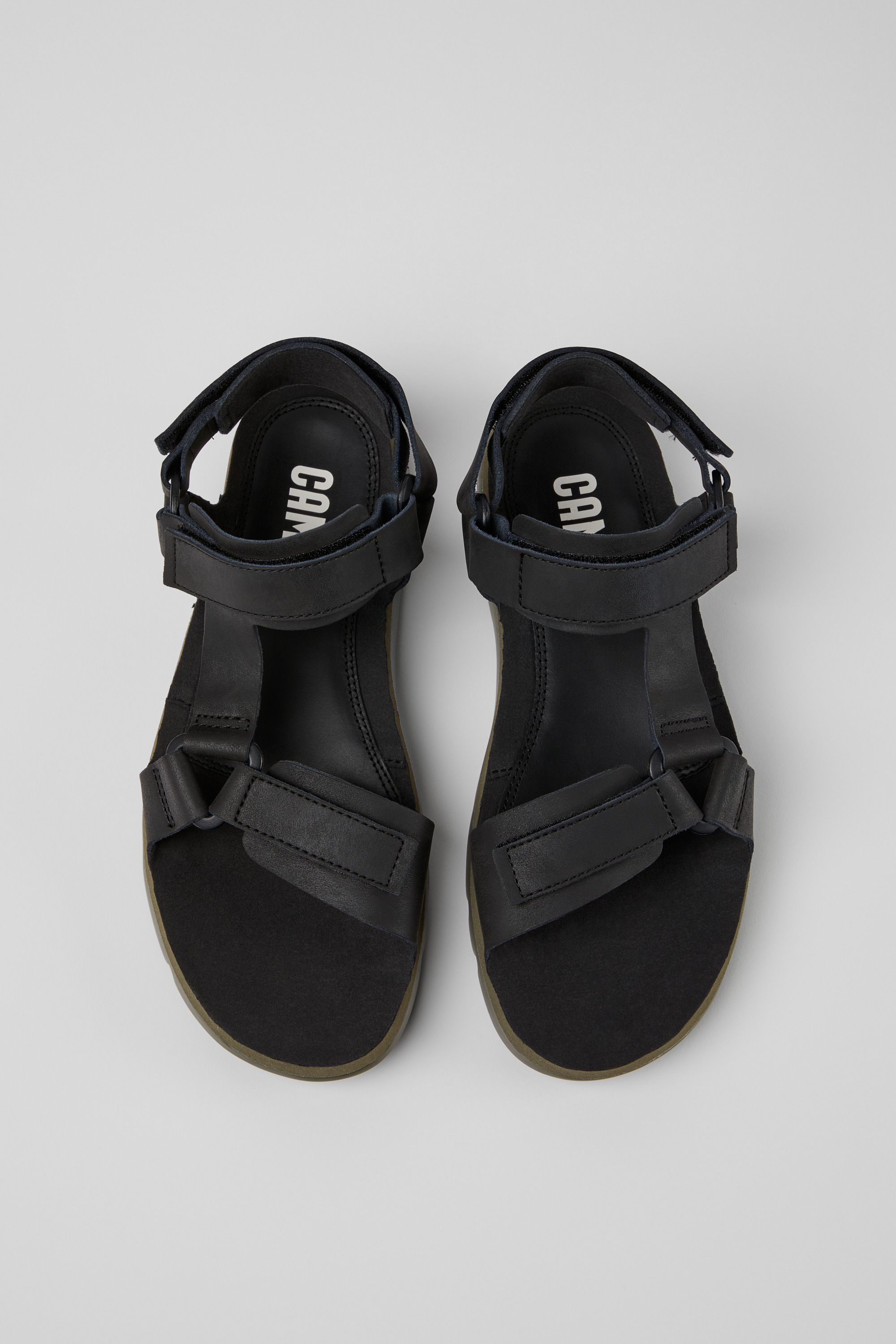 Oruga - Black leather sandals for men