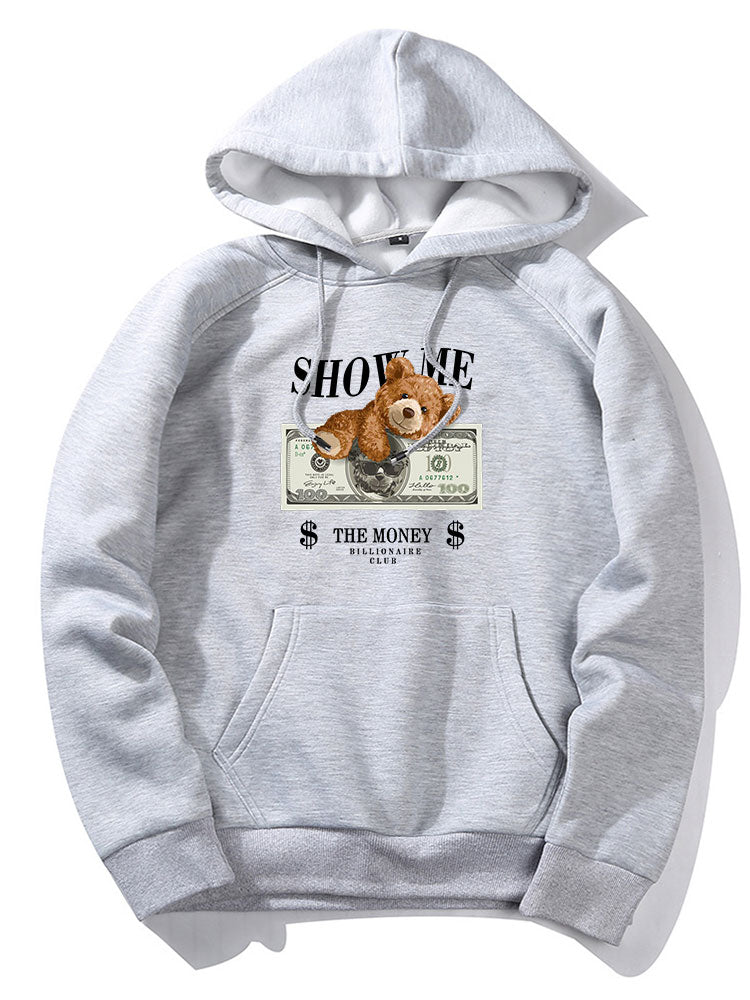 Money Bear Print Hoodie