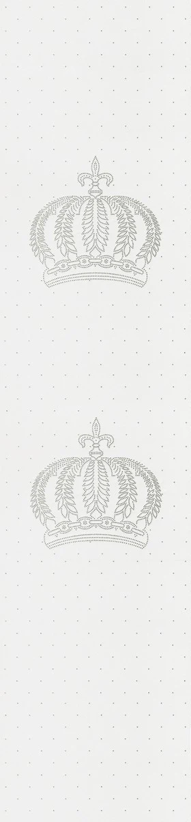 Harald Gl??ckler Designer Baroque Non-Woven Wallpaper 52710 - Crowns - White with Rhinestones