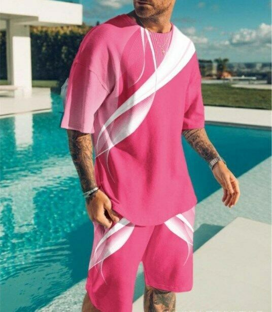 Suitmens Men's Art Pink Shorts Suit