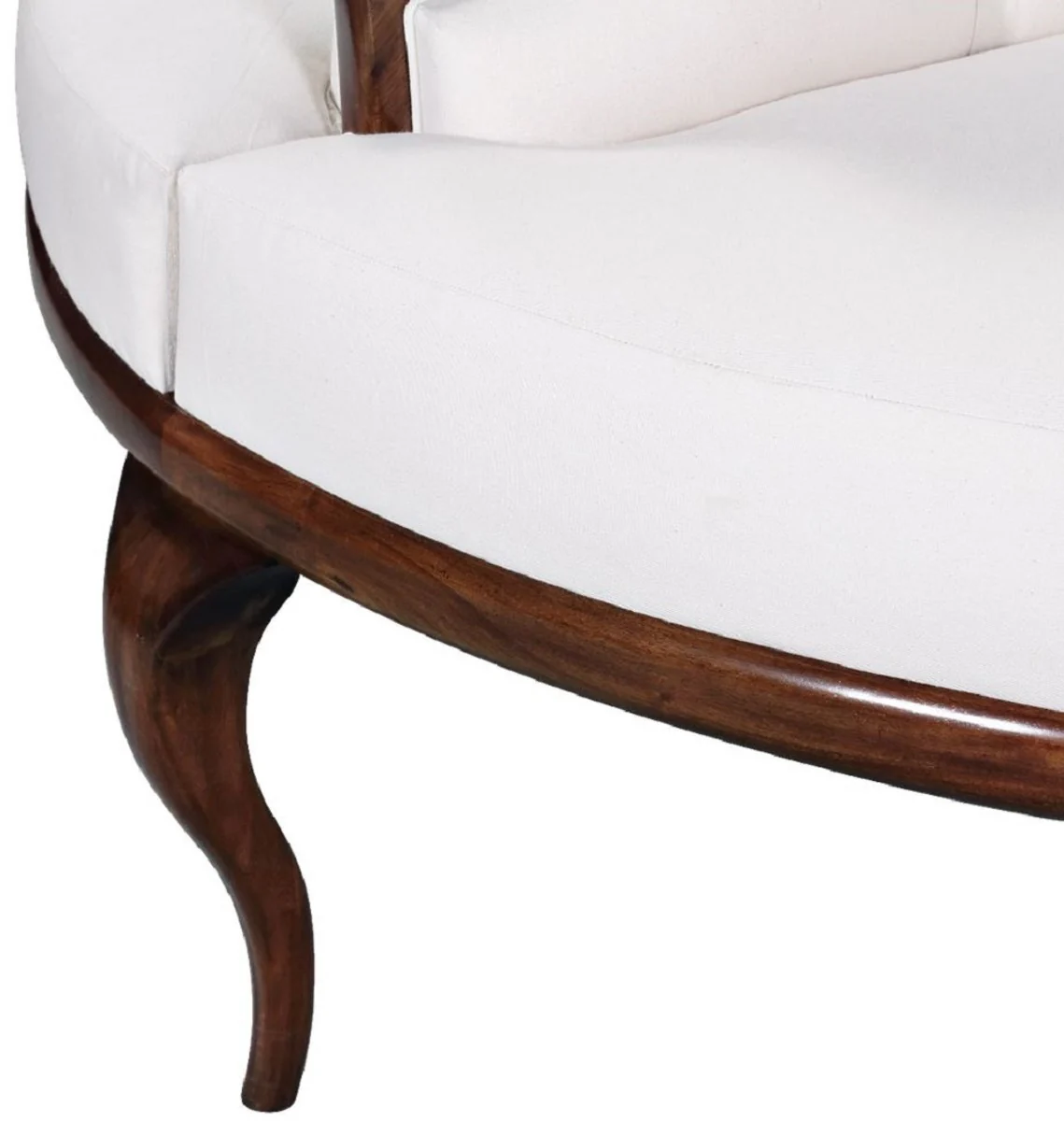 Casa Padrino sof¨¢ redondo barroco de lujo blanco / marr¨®n oscuro - Sof¨¢ redondo hecho a mano - Mobiliario Barroco para Hoteles y Restaurantes