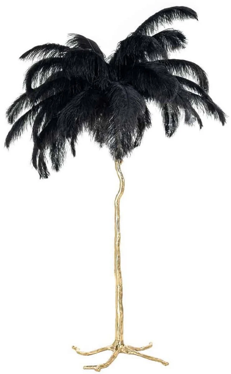 Casa Padrino lámpara de pie de lujo palmera negro / oro 110 x 110 x A. 175 cm - Lámpara de pie moderna en diseño de palmera - Luces de lujo - Calidad de lujo
