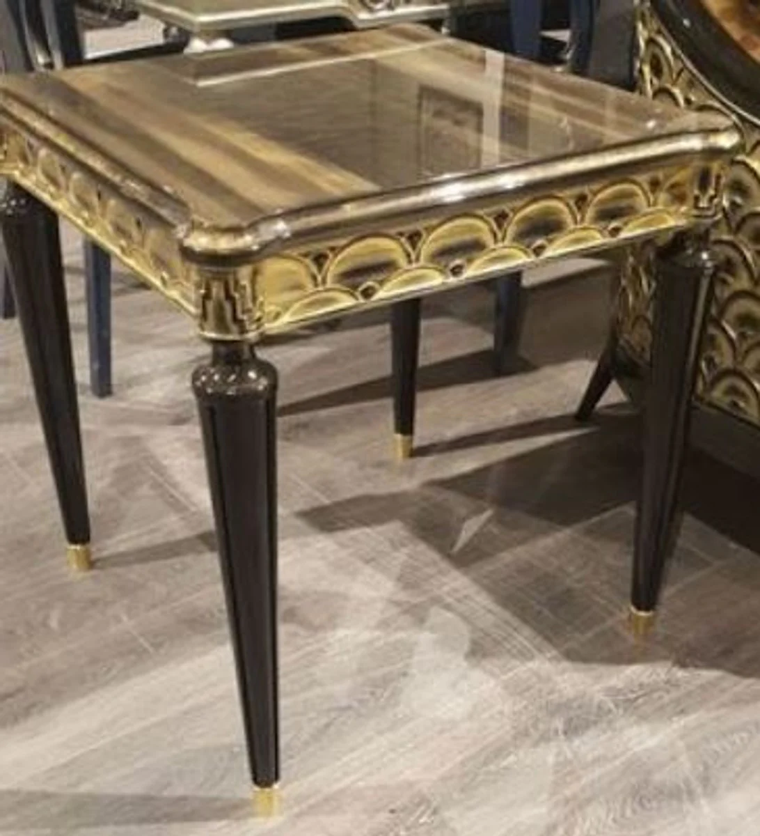 Casa Padrino mesa auxiliar barroco de lujo negro / oro 65 x 65 x A. 60 cm - Mesa de madera maciza adornada - Calidad de Lujo