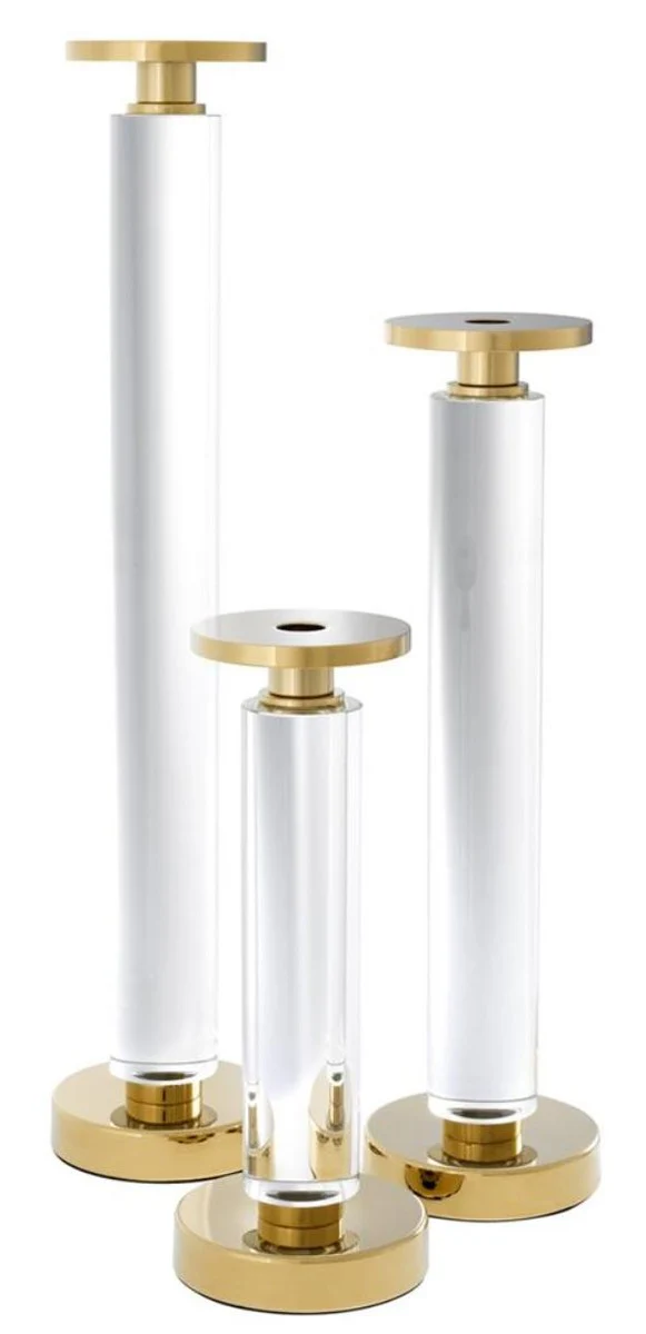 Casa Padrino luxury candle holder set of 3 gold - Luxury Crystal Glass Accessories
