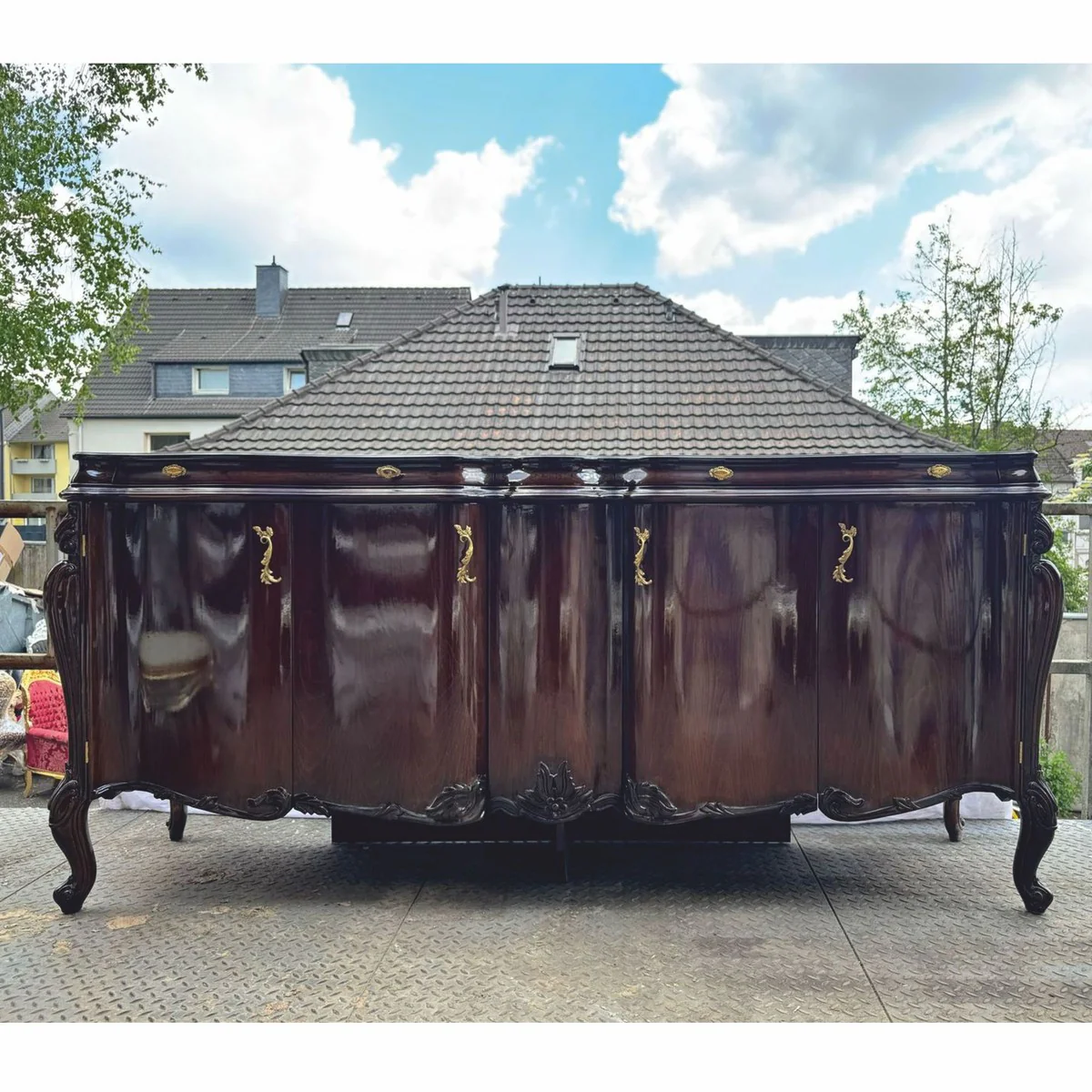 Casa Padrino aparador barroco de lujo con 4 puertas marrón oscuro 240 cm - Muebles barrocos