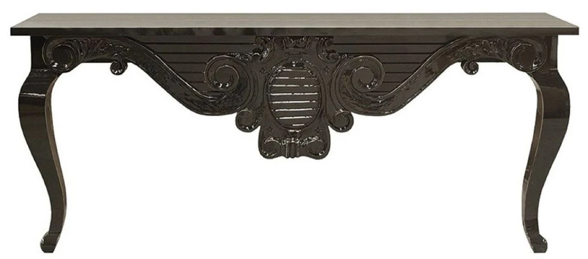 Casa Padrino consola barroco de lujo negro 200 x 45 x A. 85 cm - Consola de madera maciza hecha a mano - Muebles de Hotel Barroco - Calidad de Lujo