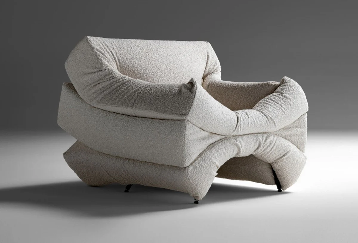 Casa Padrino Sill¨®n de Dise?o de Lujo Crema / Negro - Hecho en Italia