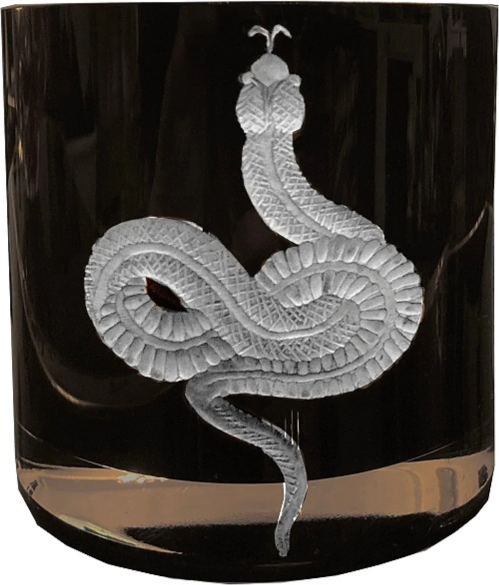 Casa Padrino conjunto de 6 copas de whisky serpiente negro / plata ? 8 x A. 9 cm - Copas de whisky hechos y grabados a mano - Accesorios para Hoteles y Restaurantes - Calidad de Lujo