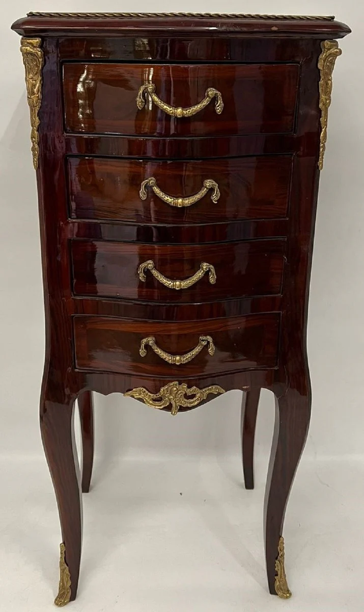 Casa Padrino cómoda barroco con 4 cajones marrón oscuro / latón - Cómoda de madera maciza hecha a mano en estilo barroco - Muebles barrocos hechos a mano - Noble y Magnífico