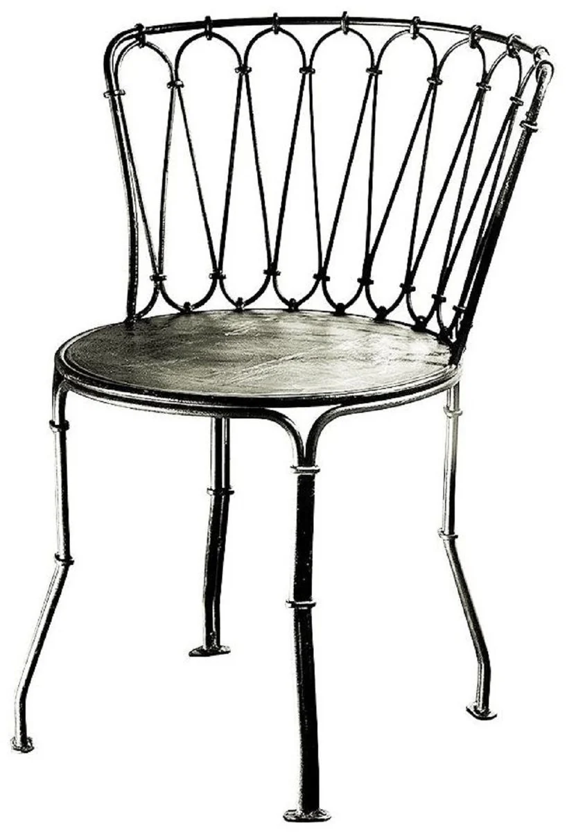 Casa Padrino silla de jard¨ªn Art Nouveau de lujo de hierro forjado plata A. 81 cm