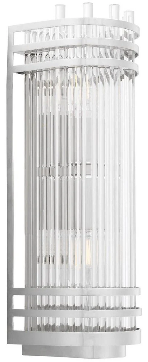 Casa Padrino lámpara de pared de lujo plata 12 x 12,5 x A. 38 cm - Elegante aplique de metal con pantalla de vidrio - Colección de Lujo