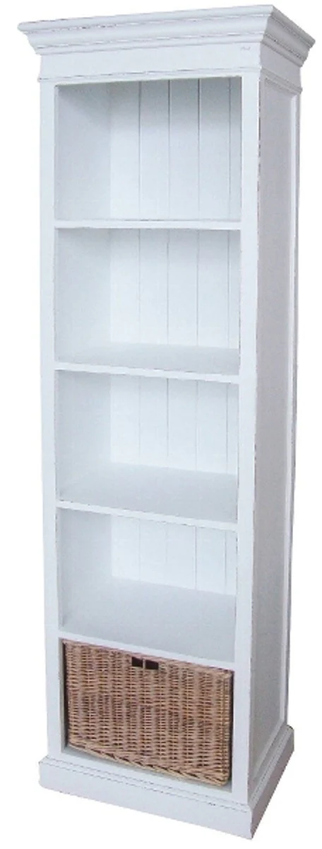 Casa Padrino Country Style Bookcase Antique White / Natural 59 x 40 x H. 194 cm - Furniture in Country Style