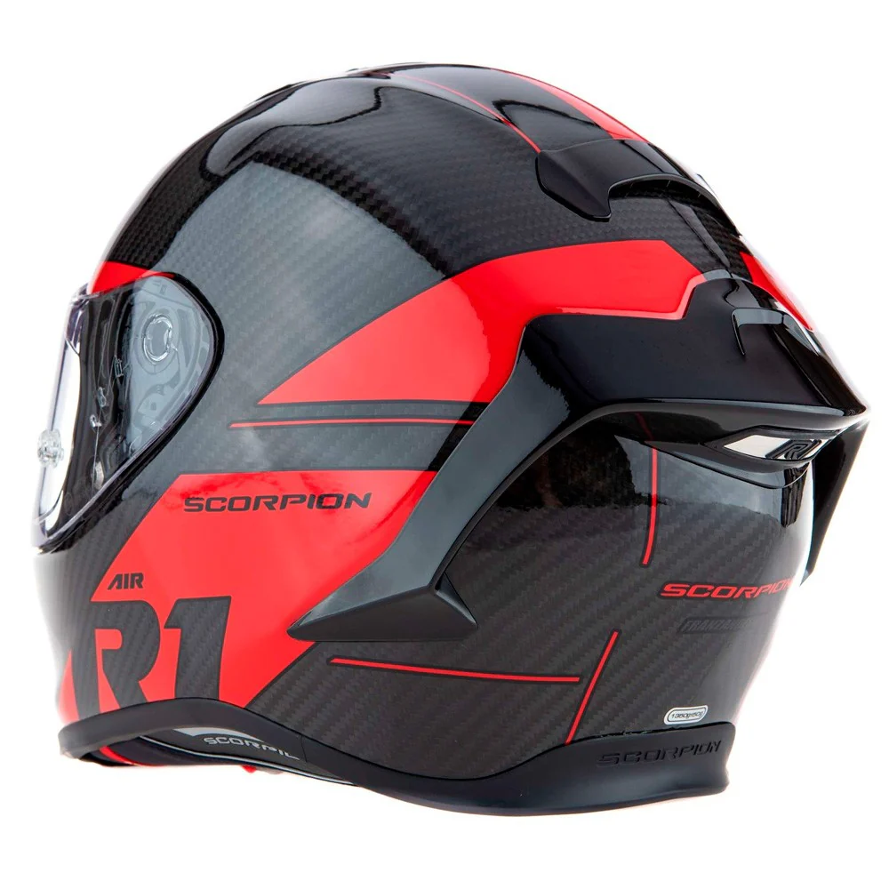 CASCO SCORPION EXO R1 EVO CARBON AIR RALLY - NEGRO / ROJO