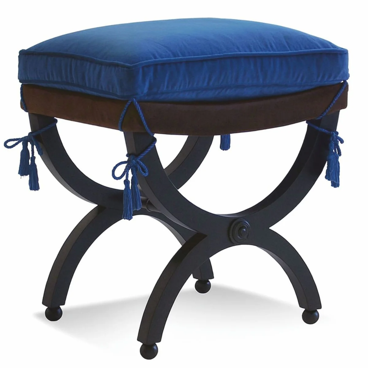 Casa Padrino taburete barroco de lujo negro / azul Al. 48 cm - Muebles barrocos - Hecho en Italia