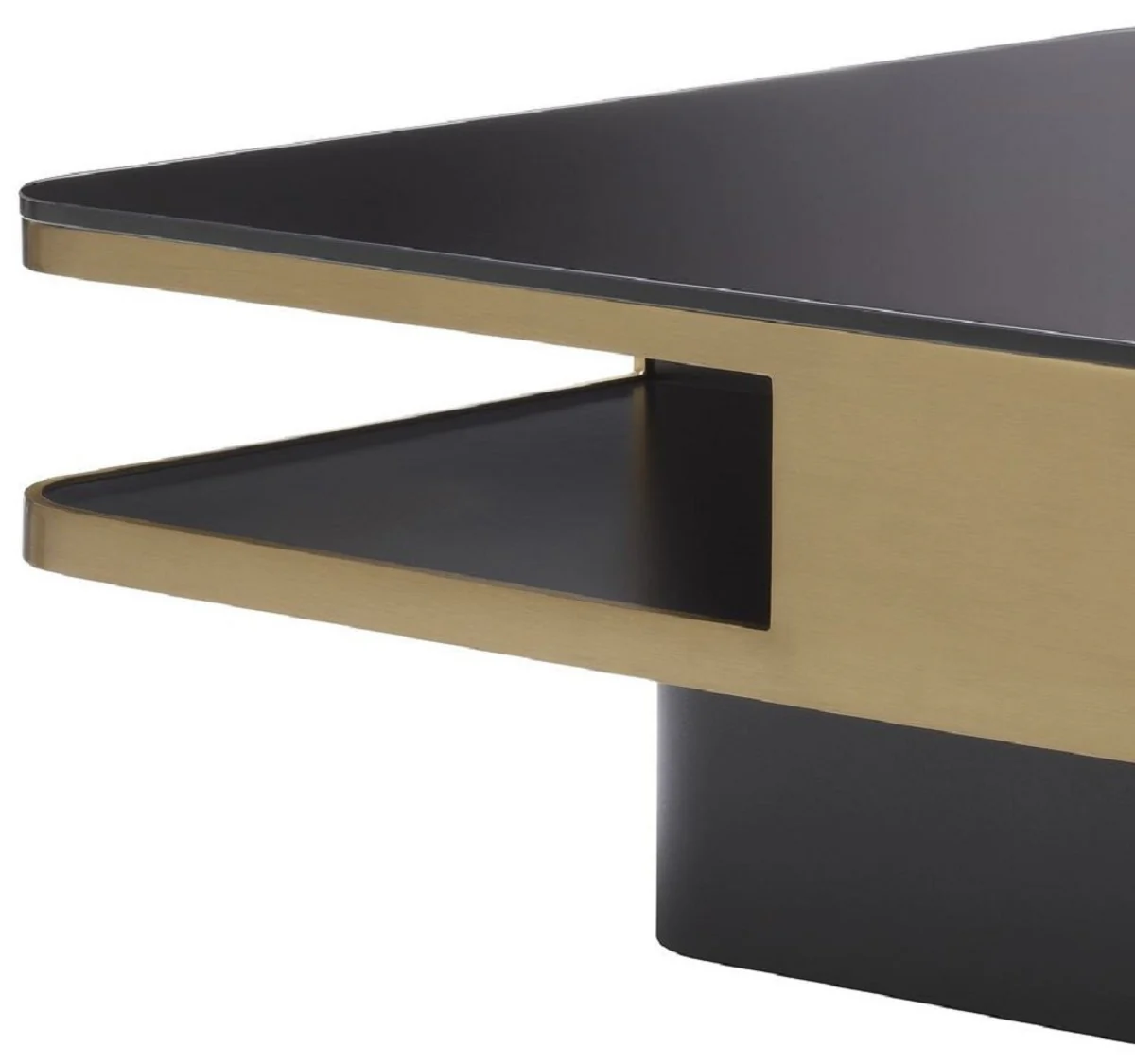 Casa Padrino mesa de centro de lujo lat¨®n / negro 89,5 x 89,5 x A. 33,5 cm - Mesa de sal¨®n con tapa de vidrio - Muebles de Sal¨®n - Muebles de Lujo