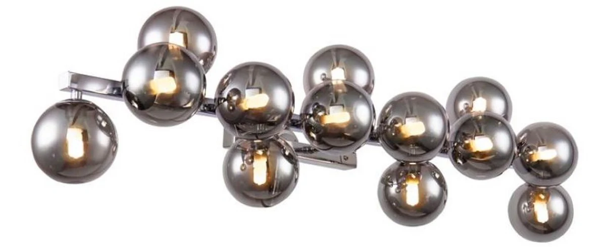 Casa Padrino lámpara de pared de diseñador plata / gris 95 x 23 x H. 24 cm - Lámpara de Pared Moderna con Pantallas Esféricas