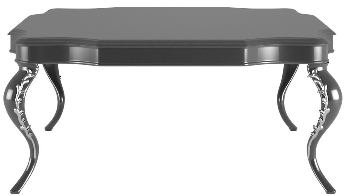 Casa Padrino mesa de centro barroco de lujo negro / plata 127 x 127 x A. 45 cm - Mesa de sal¨®n noble de estilo barroco - Muebles de sal¨®n barrocos