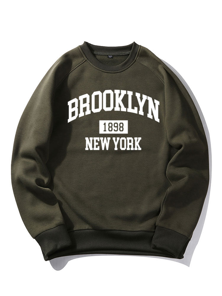 Brooklyn New York Letter Print Raglan Sleeves Sweatshirt