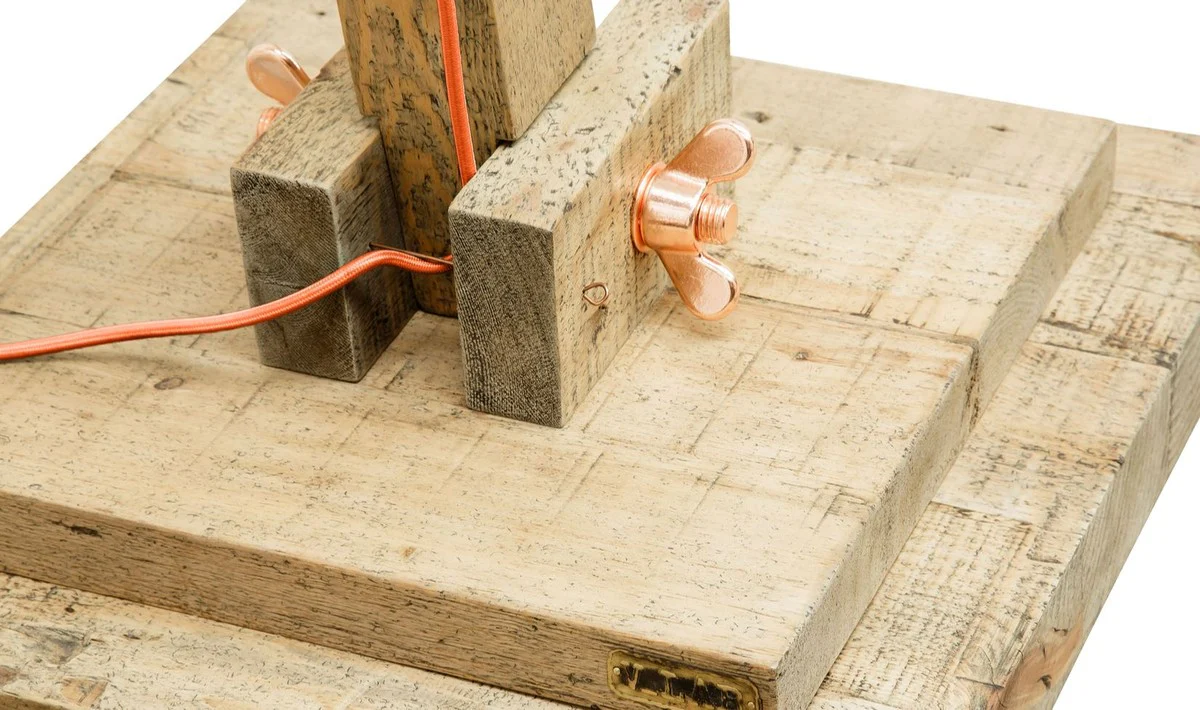 Casa Padrino lámpara de pie de madera de pino colores naturales 190 x 52 x H. 220 cm - Lámpara de Pie de Lujo con Cable Naranja