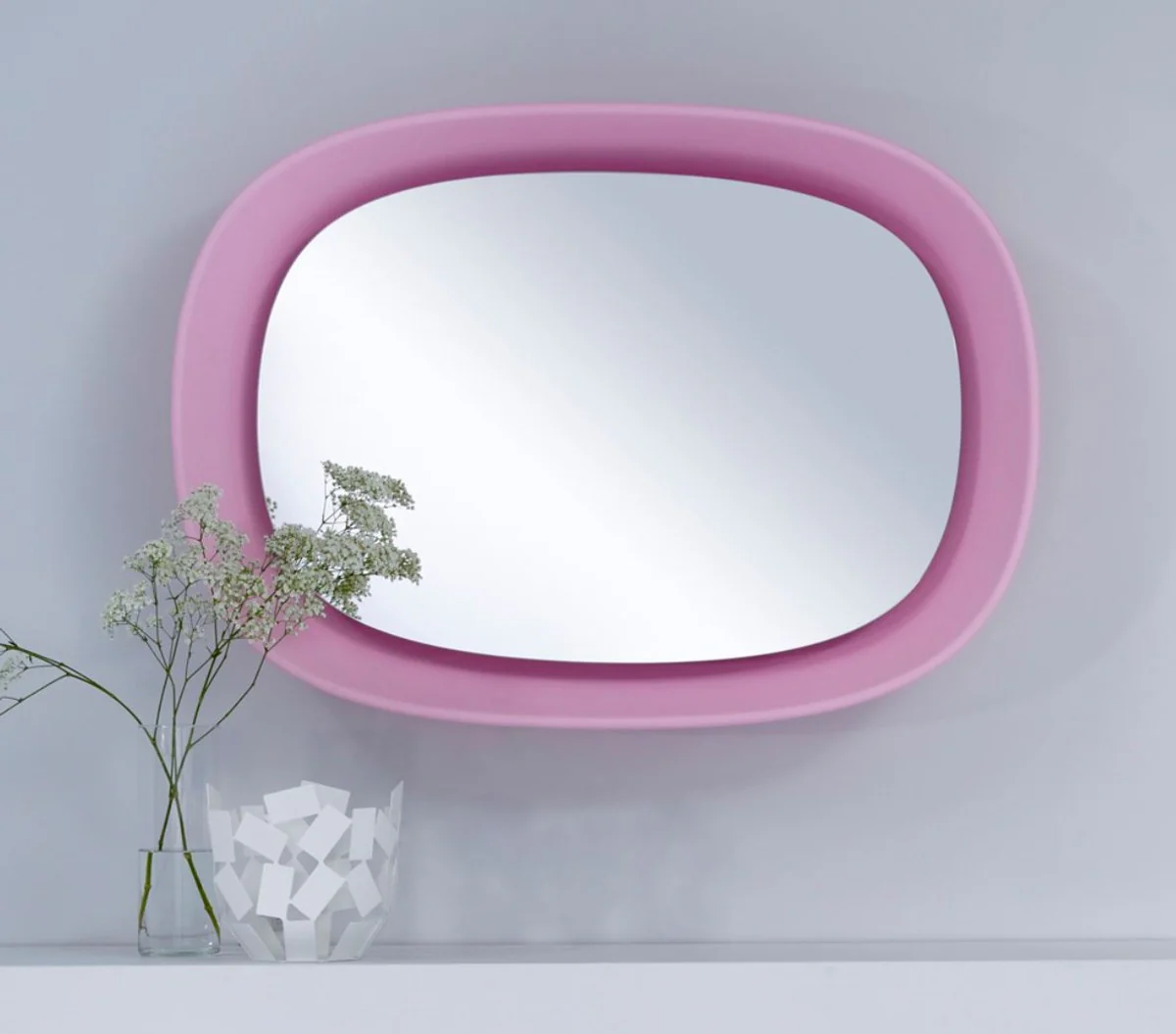 Casa Padrino espejo de dise?o de lujo rosa 70 x H. 97 cm - Espejo de Pared de Dise?o con Luz