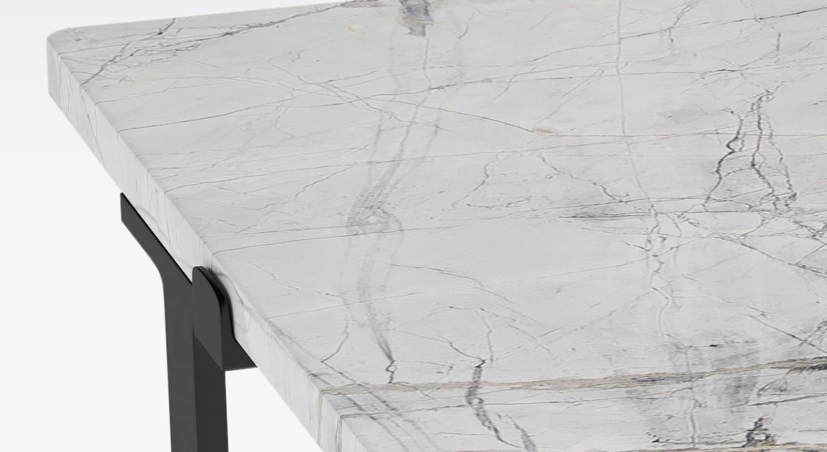 Casa Padrino mesa de centro de lujo negro / blanco 73 x 73 x A. 40 cm - Mesa de sal¨®n moderna cuadrada con encimera de m¨¢rmol - Muebles de sal¨®n de lujo