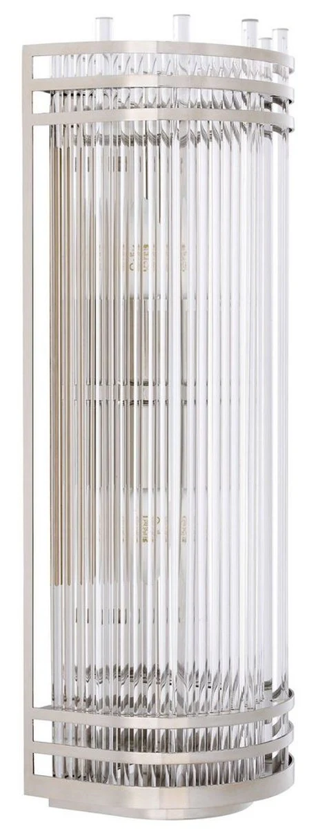 Casa Padrino lámpara de pared de lujo plata 18,5 x 15 x A 53,5 cm - Elegante aplique de metal con pantalla de vidrio - Colección de Lujo