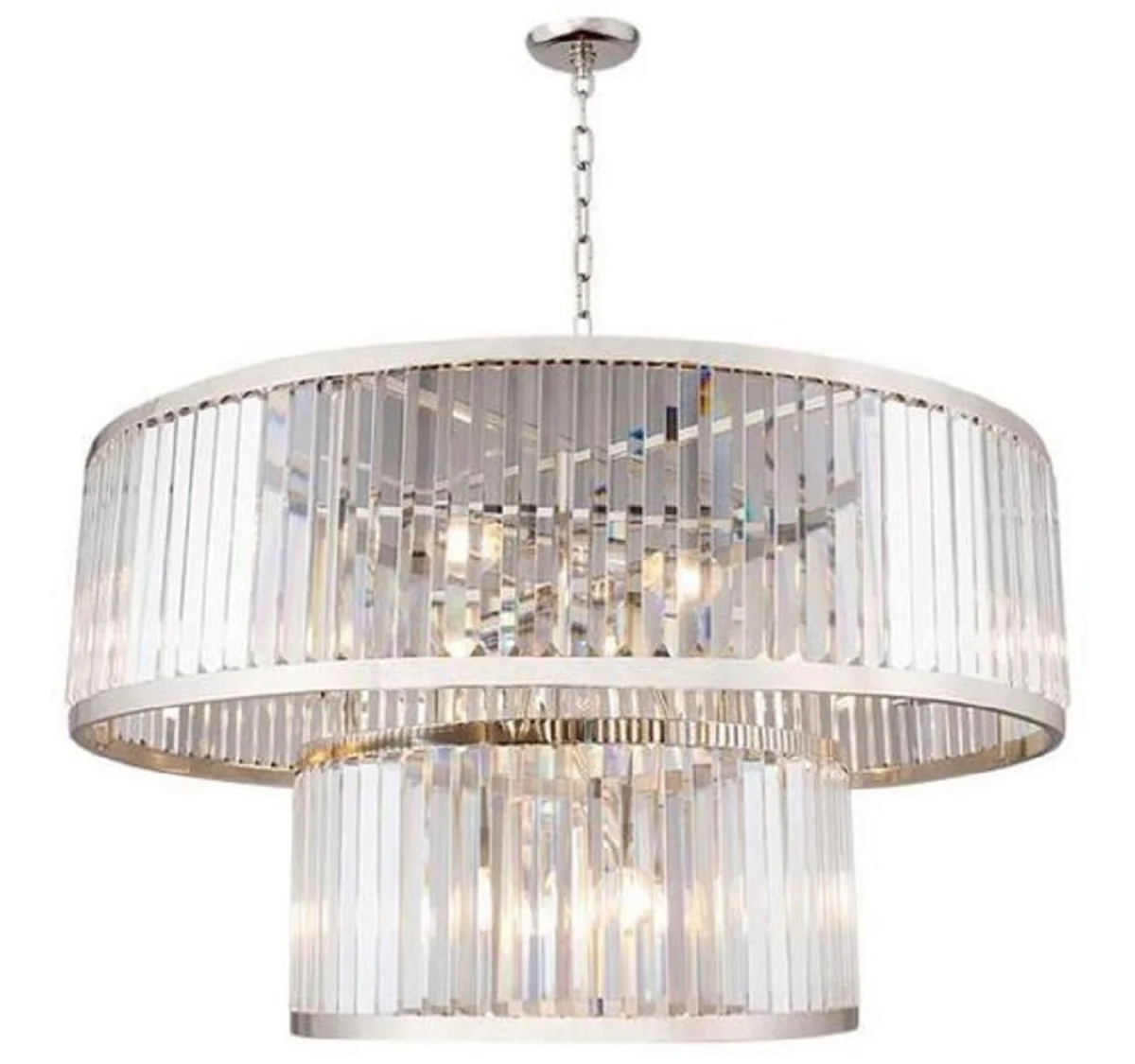 Casa Padrino araña de cristal de lujo plata Ø 90 x H. 50 cm - Araña de Hotel y Restaurante - Calidad de Lujo