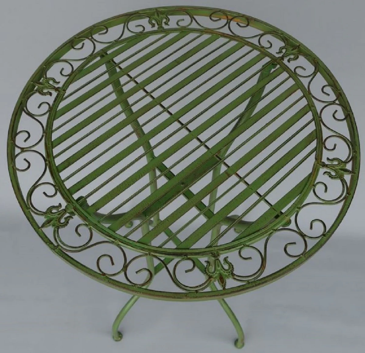 Casa Padrino conjunto de muebles de jardín Art Nouveau verde óxido - 1 Mesa de Bar y 2 Sillas de Bar - Muebles de Jardín Nostálgicos