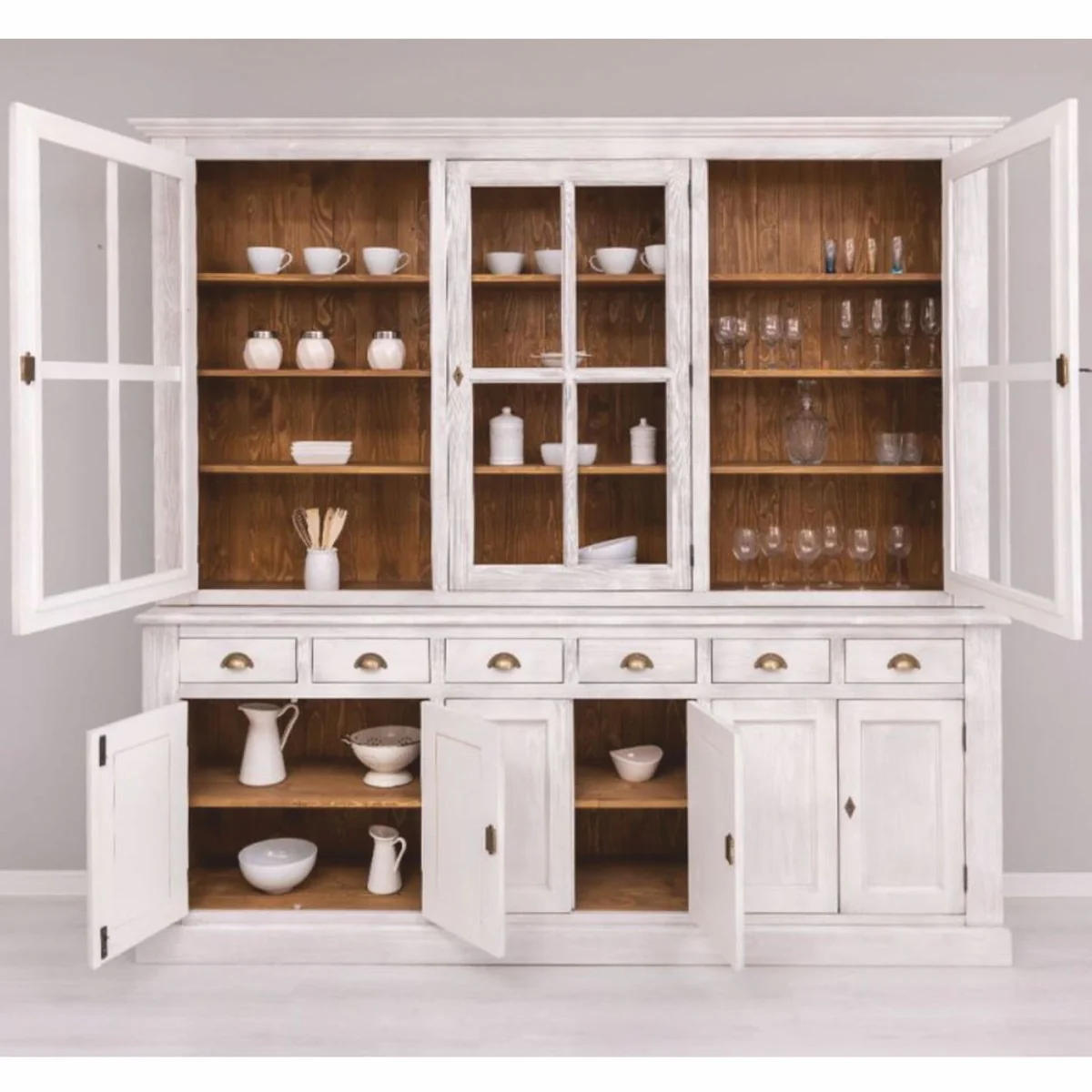 Casa Padrino armario de comedor de estilo campestre gris claro / marr¨®n 245 cm - Muebles de comedor