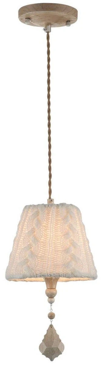 Casa Padrino Baroque Crystal Pendant Lamp / Pendant Light Beige Ø 18 x H. 35 cm - Baroque Style Furniture